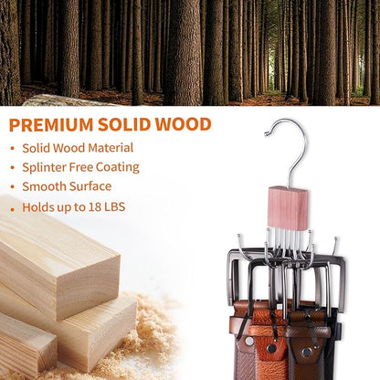 Cedar Block Belt Organizer, 4 Pack Natural Aromatic Cedar Closet Organizers for Belts, Scarves, and Ties