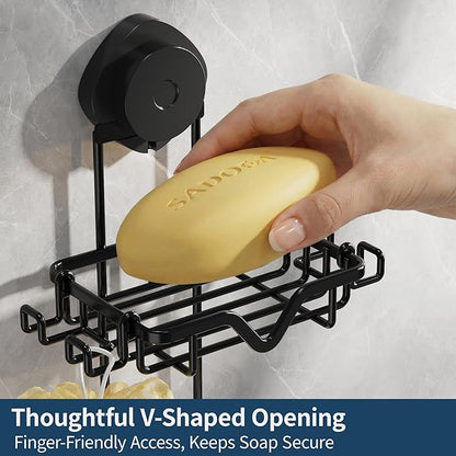 KEGII 2 Layer Soap Dish Suction Cup Soap Holder, Stainless Steel Shower Bar Soap Holder with Razor Holder, Strong Sponge Holders for Shower, Bathroom, Kitchen Sink, No Drill, Removable