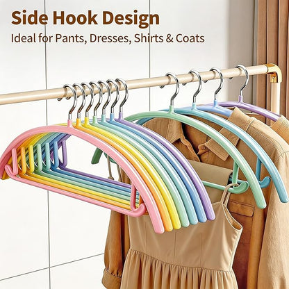 14 Pack Clothes Hangers, Curved No Shoulder Bump Sweater Hangers, Multi-Color Non-Slip Space Saving Heavy Duty Metal Hangers for Closet, Shirts, Pants, Coats, Jackets & Suits