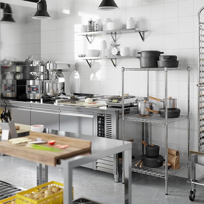 24" Deep x 24" Wide x 54" Height Wire Shelving Kit | 3-Tier | NSF Commercial Storage Rack Unit