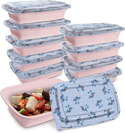 Best Brands Disney Meal Prep Containers - 20-Piece Reusable Food Containers with Lids - Freezer, Microwave & Dishwasher Safe - Featuring Mickey & Minnie, Lilo & Stitch - 33.8 Oz To Go Food Containers