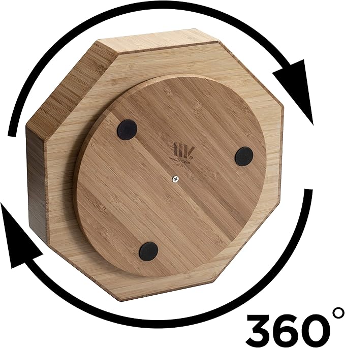 Bamboo 360 Rotating Bathroom Toiletry & Cosmetic Spinning Tray for Countertops and Vanity with Lazy Susan Turntable, 10” Diameter with 2” Ledge