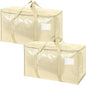 TICONN 2 Pack Extra Large Moving Bags Heavy Duty with Zippers & Carrying Handles, Durable Storage Bags Moving Boxes for Closet Organizers and Storage (2 Pack, Cream)