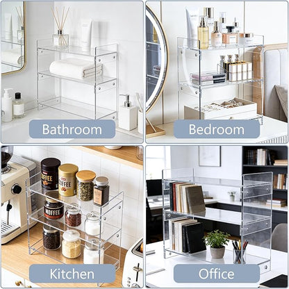 BestYiJo 3-Tier Coffee Station Organizer Countertup - Spacious Acrylic Storage Shelf for Coffee Bar & Kitchen, Holds Mugs, Beans, Syrups, Cups, Stirrers – Compact & Durable Design