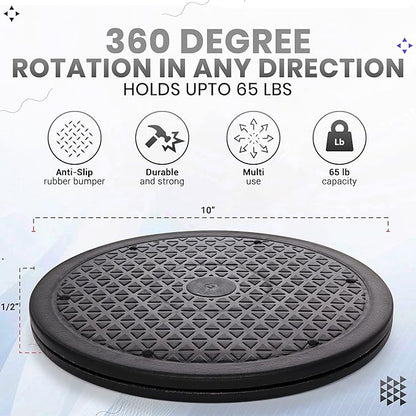 10 Inch Lazy Susan Turntable Organizer, Non Skid Large Lazy Susan Turntable for Cabinet, Computer or Laptop, Plastic Turn Table, Black, 1 PC - by RamPro