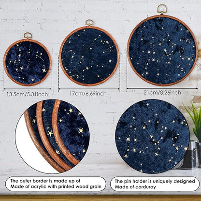 3Pcs Corduroy Pin Display Board, Corduroy Wall Hanging Brooch Jewelry Storage Display, 3 Size Vintage Enamel Pin Display Holder for Brooches Enamel Pins Necklace Jewelry (Navy Blue)