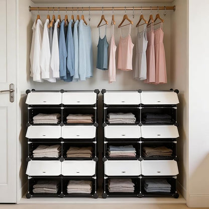 HealSmart Shoe Rack Organizer with Door, Shoe Storage Cabinet, Stackable Plastic Shelves for Closet, Entryway, Hallway, Bedroom, 6-Tier 24-Pair, Black