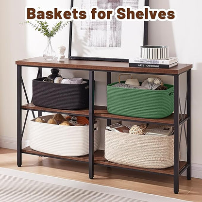 OIAHOMY Storage Basket for Shelves, Closet Cube Storage Bins Baskets for Clothes Blanket Towels, Baby Nursery, Toy Baskets Box, Woven Rope Basket, 15.75 * 11.81 * 7.09 IN, 2 Packs Black