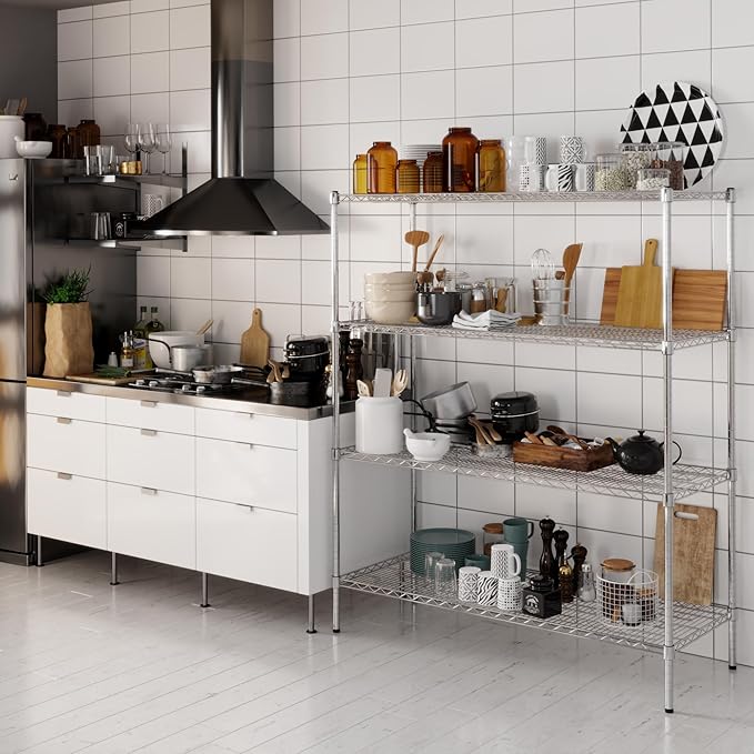 21" Deep x 54" Wide x 64" Height Wire Shelving Kit | 4-Tier | NSF Commercial Storage Rack Unit