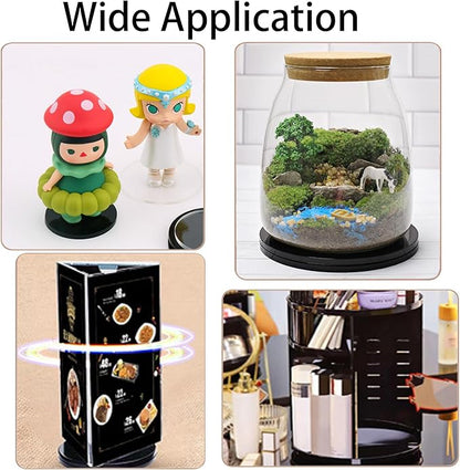 4 Pcs Black 3 inch Acrylic Lazy Susan Rotating Turntable Organizer Bearings - Round Swivel Plate for Spice Rack, Table, Cake, Kitchen Pantry