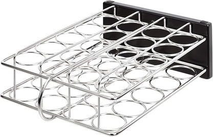 Amazon Basics 20 Jars Spice Rack Organizer, Space-Saving Kitchen Organizer with Glass Spice Jars, Sturdy, Silver