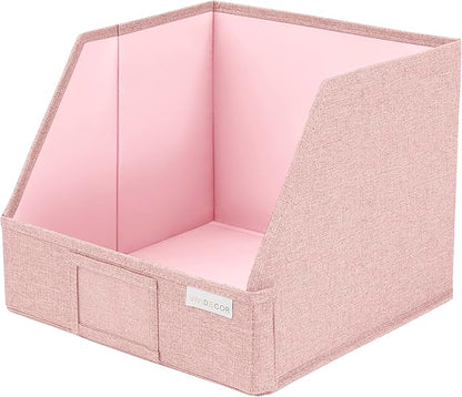 VIVIDECOR Open Front Trapezoid Closet Bins 12x12x10 – Easy Access Shelf Organizer for Clothes, Sweaters, Nursery Storage – Pink, 3 Pack
