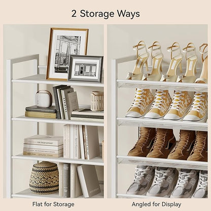 Nunsino Shoe Rack,12 Tier Metal Shoe Organizer,Max Holds 60 Pairs,Heavy Duty Shoes Shelf for Garage, Entryway, Closet,White