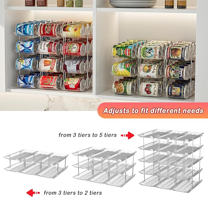 Ynelyase Can Storage Organizer Pantry and Canned Food Holders for Soup Can Goods Dispenser with Rack Clear 9-Pack