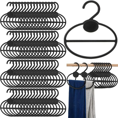 ZAVOOS 100 Pack Scarf Hanger, 5.5 Inch Plastic Scarf Organizer Space Saving for Closet, Black Multi-Functional Tie Belt Hanging Rack Holder Bulk for Multiple Scarves, Wardrobe Storage