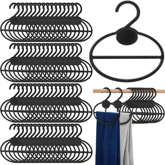 ZAVOOS 100 Pack Scarf Hanger, 5.5 Inch Plastic Scarf Organizer Space Saving for Closet, Black Multi-Functional Tie Belt Hanging Rack Holder Bulk for Multiple Scarves, Wardrobe Storage