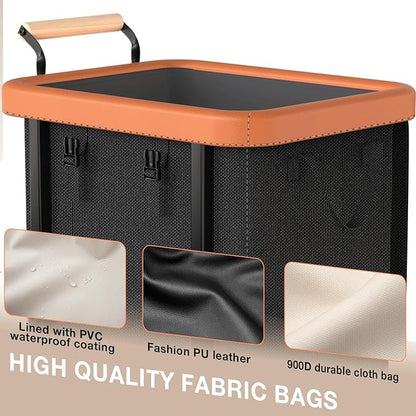 40 Gal (150L) Laundry Hamper with Lid, Leather Patchwork Laundry Basket with Rolling Lockable Wheels and Handle, Laundry Basket Organizer for Laundry Room, Bedroom and Bathroom,Laundry Room - Black
