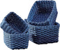 4PCS Woven Storage Baskets Set, Small Baskets for Organizing, Square Handwoven Paper Rope Organizer Bins for Shelves and Home Storage (Blue)