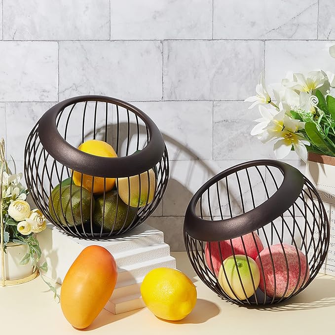 2 Pieces Coffee Pods Holder K Pods Holder Large Capacity Coffee Pod Baskets Stainless Steel Cup Organizer Sturdy for Espresso Capsule Pot Storage Metal Wire Fruit Bowl Snack Storage(Dark Brown)