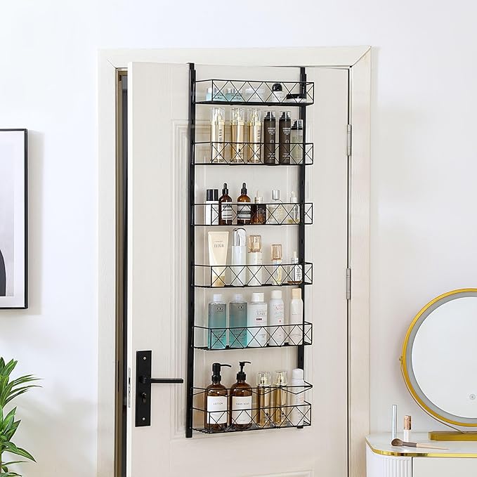 6 Layer Over the Door Pantry Organizer - Space-Saving Storage Rack, Steel Construction - Ideal for Kitchen, Bathroom, or Closet Organization