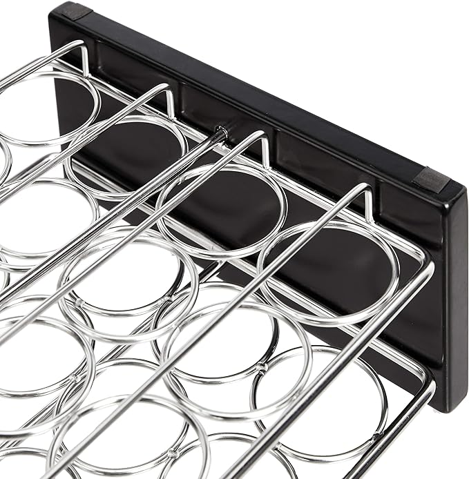 Amazon Basics 20 Jars Spice Rack Organizer, Space-Saving Kitchen Organizer with Glass Spice Jars, Sturdy, Silver