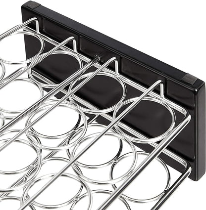 Amazon Basics 20 Jars Spice Rack Organizer, Space-Saving Kitchen Organizer with Glass Spice Jars, Sturdy, Silver