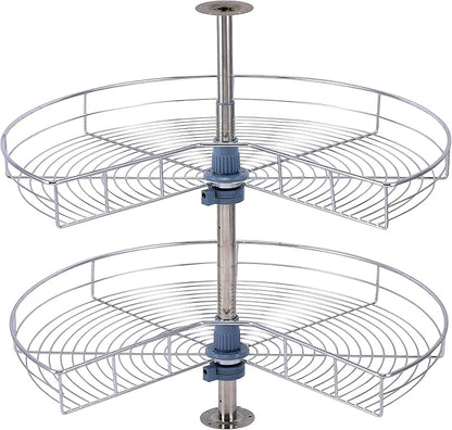 Dowell Base Cabinet Kidney Shape Dia.28 270° Lazy Susan, 2 Shelves, Kitchen Base Corner Cabinet Organizer (Chrome 4001 270 28)