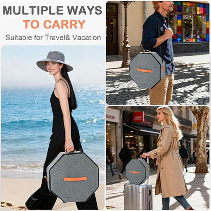 VZZNN 4 Pack Hat Storage Boxes, with Hardboard Support, Cowboy Hat Box for Travel & Home Organization, with 4 Door Hooks for Women & Men(Grey)