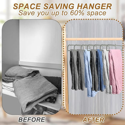 Pants Hangers Space Saving, 30 Pack Velvet Hangers for Closet with 30 Hooks, Strong Durable Non Slip Slim Clothes Hanger, Ultra Soft Flocked Hanger for Pants, Shirts, Bra, Shorts (Grey)