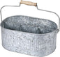 CLEENTABLE Farmhouse Galvanized Metal Utensil Caddy – 4-Compartment Silverware Organizer with Removable Handle for Countertop, Picnic & Party Use (10"x6.5"x5.5", Grey)