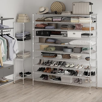 24" Deep x 72" Wide x 86" Height Wire Shelving Kit | 10-Tier | NSF Commercial Storage Rack Unit
