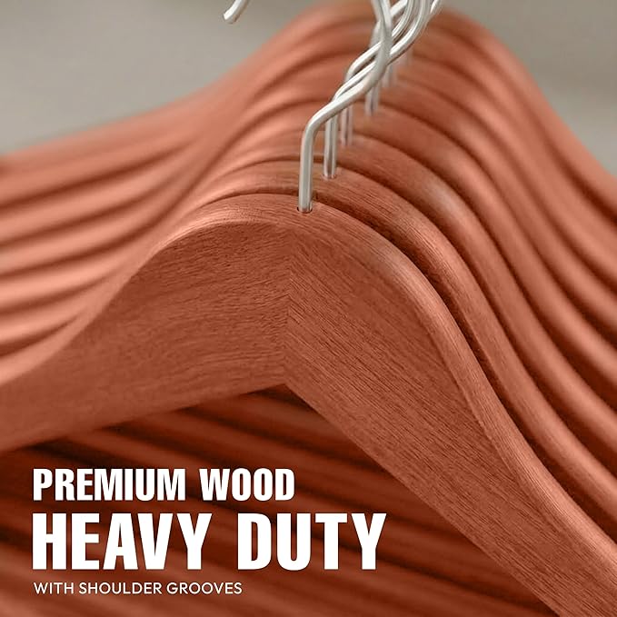 Utopia Home Premium Wooden Hangers 30 Pack - Durable & Slim Coat Hanger - Suit Hangers with 360-Degree Rotatable Hook - Wood Hangers with Shoulder Grooves (Cherry)