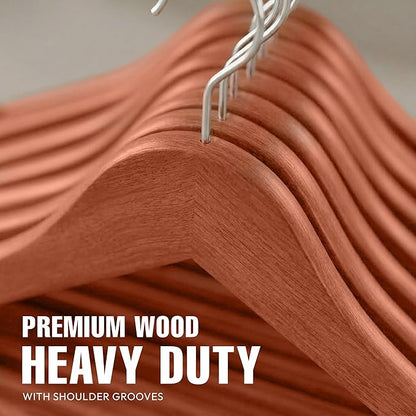 Utopia Home Premium Wooden Hangers 30 Pack - Durable & Slim Coat Hanger - Suit Hangers with 360-Degree Rotatable Hook - Wood Hangers with Shoulder Grooves (Cherry)