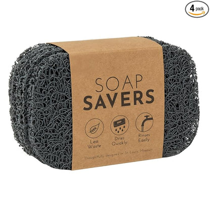 S&T INC. Bar Soap Holder for Kitchen, Bathroom, and Soap Dish, 4 Pack, Dark Grey, 2.9 inches by 4.4 inches
