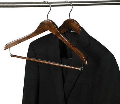 100 Quality Hangers Wooden Hangers Beautiful Sturdy Suit Coat Curved Hangers Great for Travelers Heavy Duty Hanger with Locking Bar - Retro Finish (100)