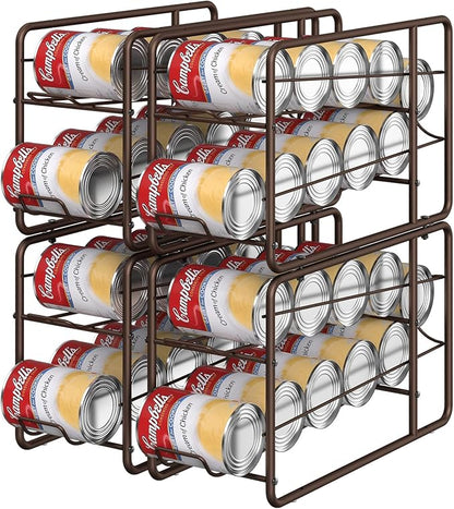 MOOACE 4 Pack Can Dispenser Rack, Stackable Can Storage Organizer Holder for Canned Food Kitchen Cabinet Pantry Countertop, Bronze