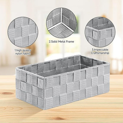 Posprica Small Baskets for Organizing(7 Set) Woven Storage for Shelves, Bathroom, Decorative Closet Organizer, Dresser Bins, Shelf