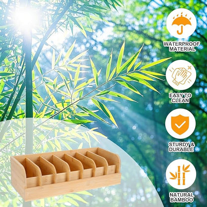 GTI Belt Organizer,2pcs 7 Compartments Belt Organizer for Closet and Drawer, Bamboo Display Case for Tie and Belt, Belt Storage Organizer for Men Women (Wooden)
