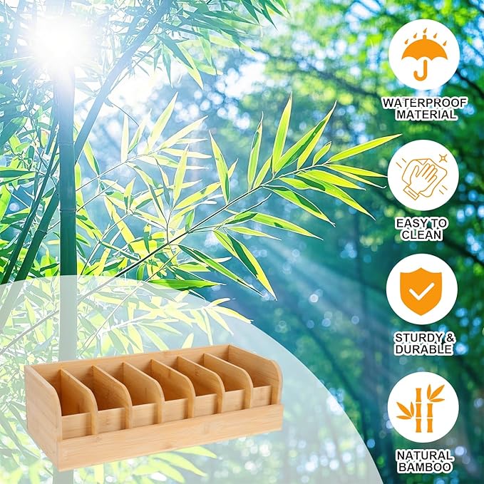GTI Belt Organizer, 7 Compartments Belt Organizer for Closet and Drawer, Bamboo Display Case for Tie and Belt, Belt Storage Organizer for Men Women (Wooden)
