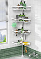 KEGII Corner Shower Caddy Tension Pole - 4-Tier Rustproof Bathroom Organizer, Floor to Ceiling Shower Caddy 25-114.2 inch, No Drilling Shower Storage Rack for Shampoo, Towels (Matte White) | Rustproof, Bathroom Organizer, Shower Storage Rack, for Shamp...