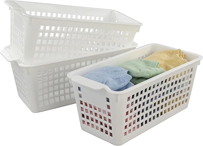 6-Pack Plastic Office Desktop Trays Basket Storage, White, F
