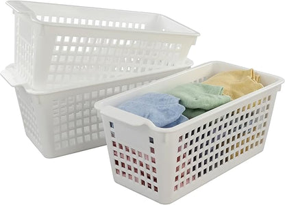 6-Pack Plastic Office Desktop Trays Basket Storage, White, F