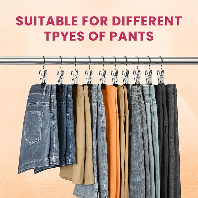30 Pack Pants Hangers with Clip,Legging Organizer for Closet Hanging, Space Saving Yoga Pants Hangers Clip Hangers Closet Organization,Closet Organizers and Storage for Jeans,Shorts,Skirts,Hats