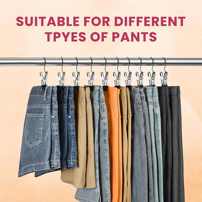 12 Pack Pants Hangers with Clip,Legging Organizer for Closet Hanging, Space Saving Yoga Pants Hangers Clip Hangers Closet Organization,Closet Organizers and Storage for Jeans,Shorts,Skirts,Hats