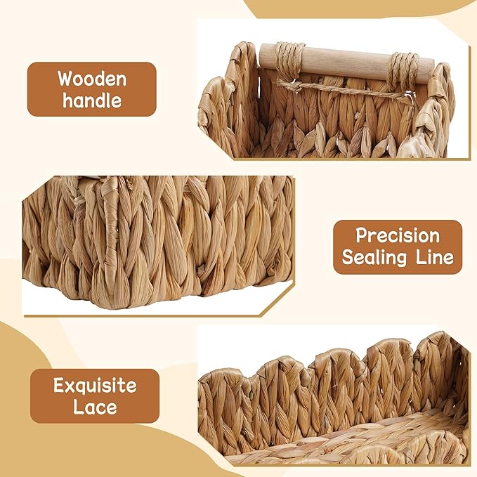 Toilet Paper Storage Basket Bathroom Counter Organizer Wicker Baskets for Organizing Cute Basket for Bedroom Nursery Room Kitchen Bathroom Decor -Natural