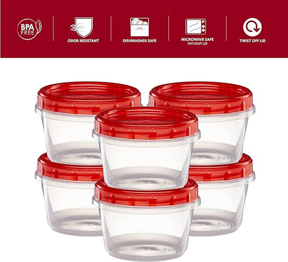 ELEGANT DISPOSABLES (16 Ounce 10 Pack) Twist cap Containers Clear Bottom With Red Top Screw on Lids Twist Top Food Storage Freezer Containers