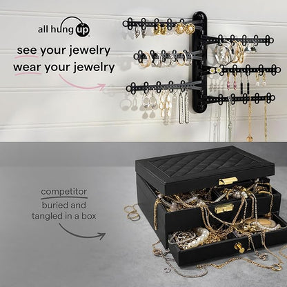 All Hung Up 6-Tier Wall Jewelry Organizer Wall Mounted Jewelry Organizer Necklace Holder Wall Mount Hanging Necklace Organizer Jewelry Hanger Hanging Earring Holder Organizer Display (Black)