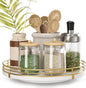 9" Wooden Lazy Susan Turntable for Cabinet – Rotating Spice Rack Organizer, Small Kitchen Countertop Tray for Dining Table & Pantry Storage