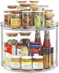LAMU 12in 2 Tier Lazy Susan Organizer Large Lazy Susan Turntable Rotating Spice Rack Organization for Cabinet, Kitchen, Pantry, Countertop, Bathroom, Vanity, Medicine Cabinet Organizer, Clear