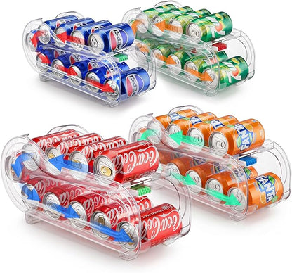Soda Can Organizer for Refrigerator, Drink Organizer for Fridge, Automatic Rolling Can Dispenser Holder, Organize 10 Pcs Standard 11.15oz or 12oz Short Cans (4 Pack)